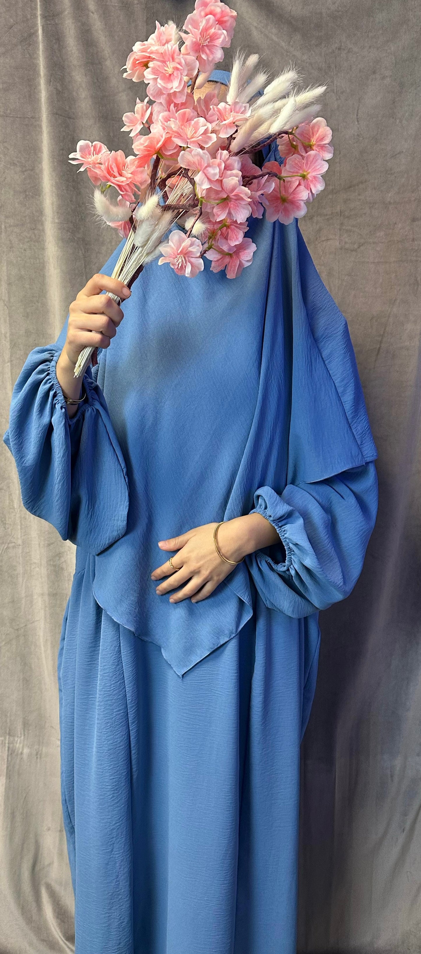 Ballon Abaya + Khimar Blau