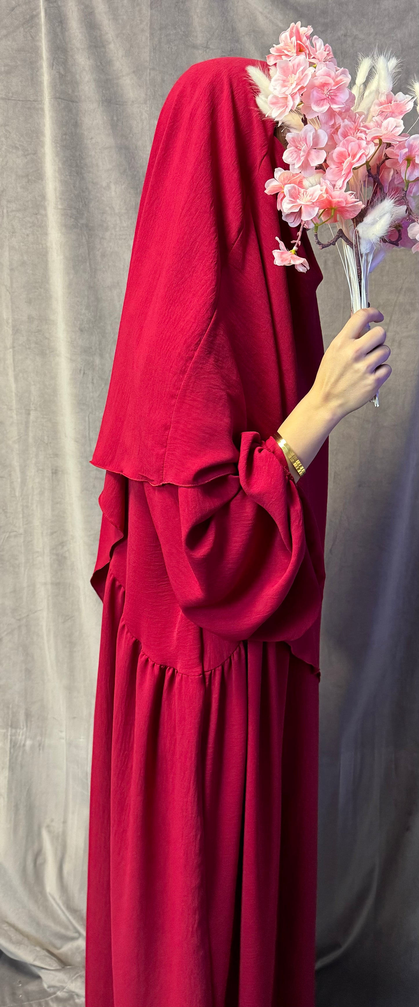 Ballon Abaya + Khimar Rot