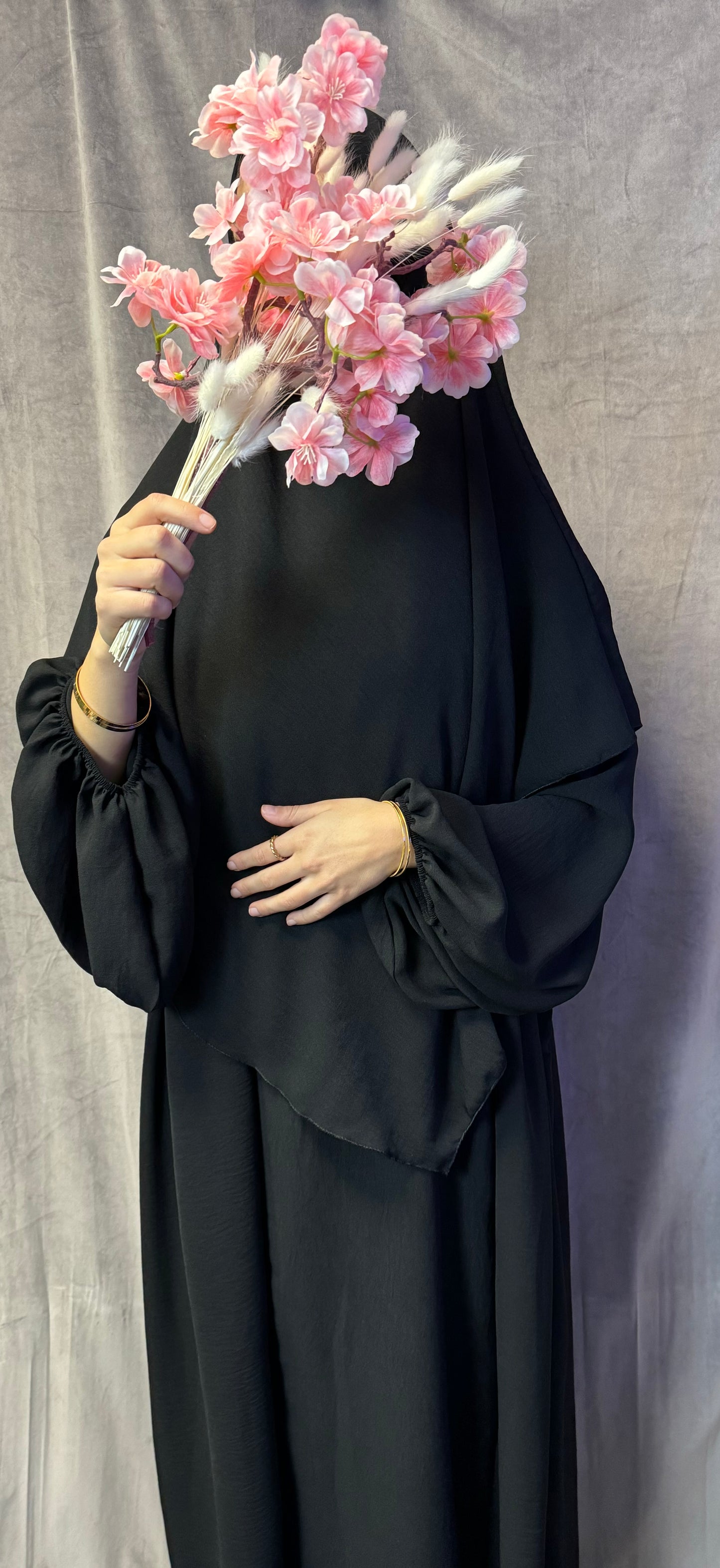 Ballon Abaya + Khimar Schwarz