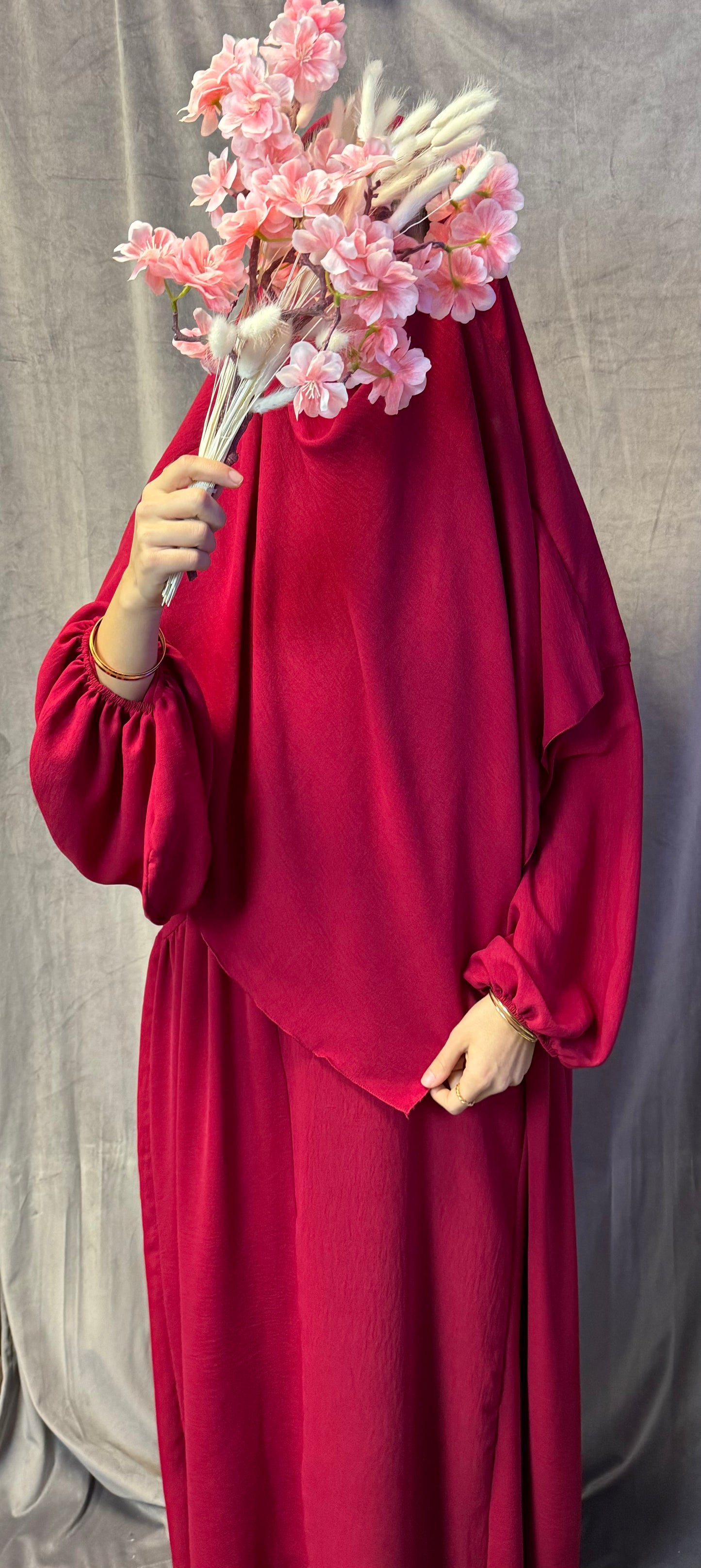 Ballon Abaya + Khimar Rot