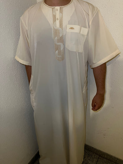 Abaya Shami kurzärmlig Creme